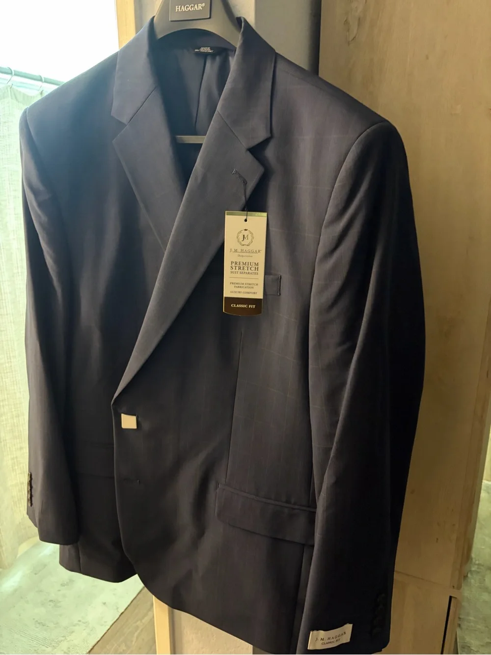 Haggar Men's Dark Navy Windowpane Suit Jacket
